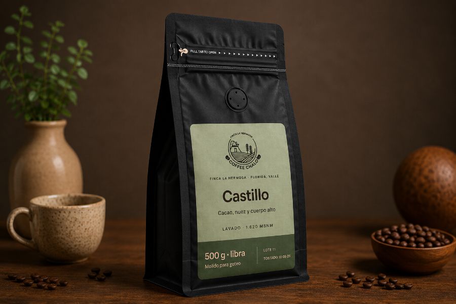 Bolsa de castillo en tres cuartos, fondo plano